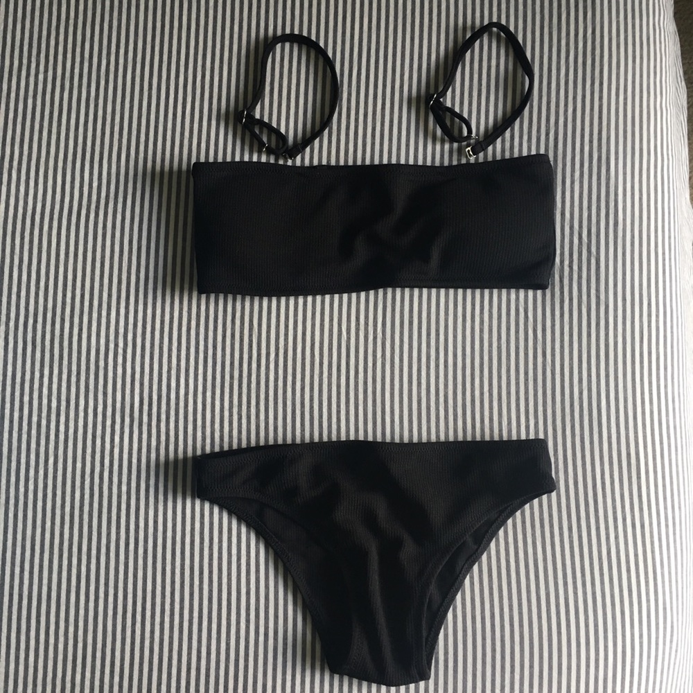 Black Ribbed Bandeau Bikini - Picture 5 of 6